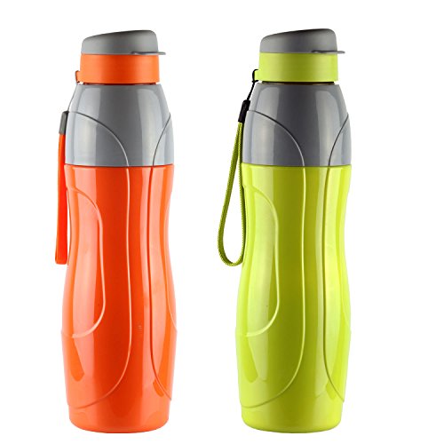 Cello Puro Sports 900 | Water Bottle with Inner Steel and Outer Plastic | Set of 2 | 730 ml, Assorted