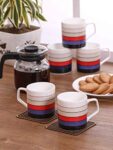 Clay Craft Fine Ceramic Tea/Coffee Mug Set of 6 - 180 ml each, Multicolor, 6 Piece