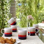 Clay Craft Fine Ceramic Tea/Coffee Mug Set of 6 - 180 ml each, Multicolor, 6 Piece