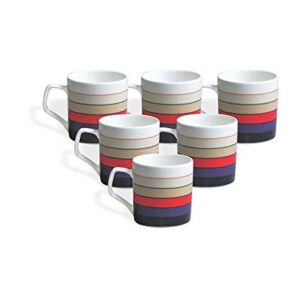 Clay Craft Fine Ceramic Tea/Coffee Mug Set of 6 - 180 ml each, Multicolor, 6 Piece