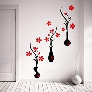 Decor-Kafe-Red-And-Black-Flower-Pots-Wall-Sticker-Standard-Size-107Cm-X-125Cm-Color-Multicolor-0