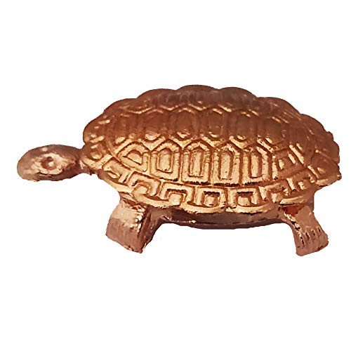 Divya Mantra Feng Shui Pure Copper 1.5" Tortoise/Turtle with 2.25'' Diameter Water Plate; Vastu Living Positivity, Wealth, Money, Good Luck & Longevity; Home, Office Decor Gift Items/Products-Set of 2