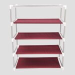 Ebee 4 Shelves Shoe Cabinet (Maroon, Metal)