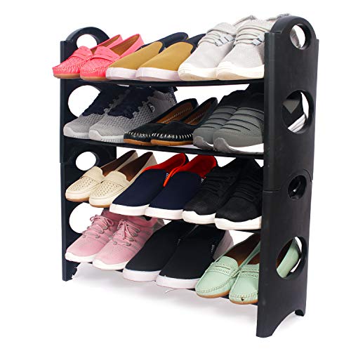 Ebee Easy to Assemble & Light Weight Foldable 4 Shelves Shoe Rack (Iron)