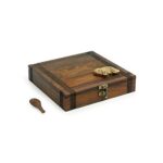 ExclusiveLane 'Royal Elephant Block' Hand Carved Wooden Spice Box Set For Kitchen With Spoon In Sheesham Wood (7…