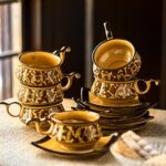 ExclusiveLane Studio Pottery Ceramic Cups Set of 6, Coffee Cups Set & Tea Cups with Saucer Chai Cup and Saucer Sets (150…
