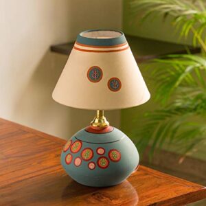 ExclusiveLane Terracotta Base, Cotton Cloth Wrapped Over Polyvinyl Shade Table Lamp for Living Room Bedroom Bedside Lamp…