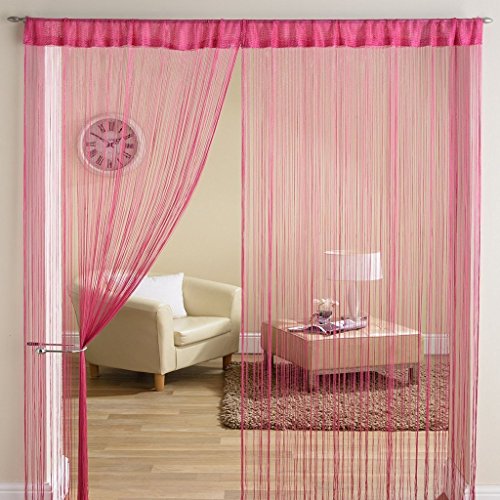 Exporthub 1 Piece Beautiful Polyester Door Threads String Curtain - 7ft, Pink (EHSPR561_74)