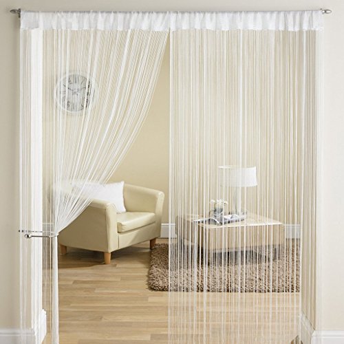 Exporthub 1 Piece Beautiful Polyester Door Threads String Curtain - 7ft, White (EHSPR558_74)