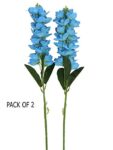 FOUR WALLS Artificial Mini Cymbedium Flower Stick (90 cm Tall, Blue, Set of 2)