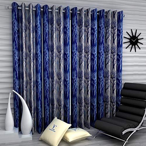 Fashion String 4 Pieces Door Curtain Set, 7 feet Long,Blue, Polyester, Lined, Washable