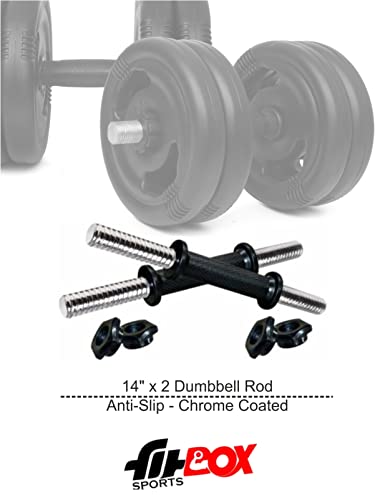 FitBox Sports 10kg Home Gym Set with Finger Gripped Plates + Curl Rod + Pair of Dumbbell Rods + PVC Dumbbells with Gym…