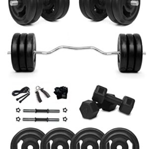 FitBox-Sports-10kg-Home-Gym-Set-with-Finger-Gripped-Plates-25kg-x-4-Black-0