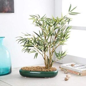 Fourwalls Artificial Bamboo Bonsai Plant in a Ceramic Pot for Home and Office Décor (47 cm Tall, Green)