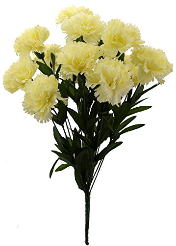 Fourwalls Artificial Decorative Carnation Flower Bunches (18 Flower Heads, 50 cm Tall, Yellow)