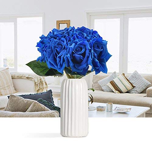 Fourwalls Beautiful Decorative Artificial Rose Flower Bouquet for Home décor (26 cm Tall, 10 Flower Stems, Blue)