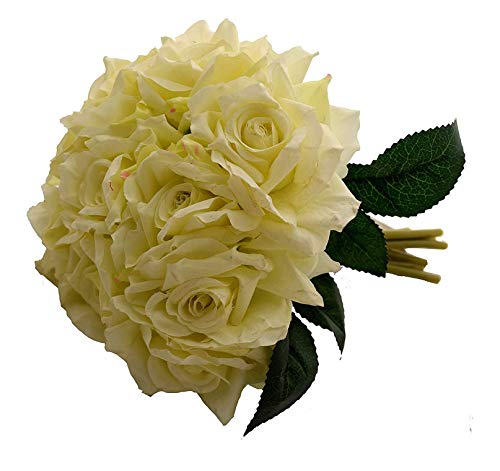 Fourwalls Beautiful Decorative Artificial Rose Flower Bouquet for Home décor (26 cm Tall, 10 Flower Stems, White)