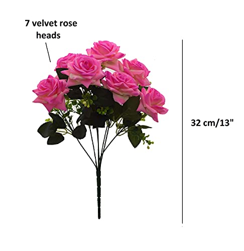 Fourwalls Beautiful Artificial Rose Flower Bunch with Elegant Bloom for Home décor (32 cm Tall, 7 Heads, Light/Pink), 7…