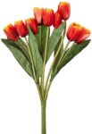 Fourwalls Beautiful Artificial Polyester and Plastic Tulip Flower Bunch (9 Head Flower, 38 cm Total Height, Orange)