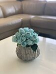 Fourwalls Decoration Artificial Rose Flower Bunches (26 cm Tall, 15 Heads Flowers, Blue)