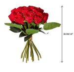 Fourwalls Decoration Artificial Rose Flower Bunches (26 cm Tall, 15 Heads Flowers, Red)