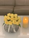 Fourwalls Decoration Artificial Rose Flower Bunches (26 cm Tall, 15 Heads Flowers, Yellow)