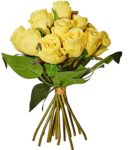 Fourwalls Decoration Artificial Rose Flower Bunches (26 cm Tall, 15 Heads Flowers, Yellow)
