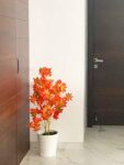 Fourwalls Decorative Artificial Japanese Maple Floor Plant Without Pot (100 cm Tall, Orange)