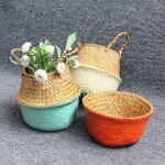 Fourwalls Woven Seagrass Belly Basket-Fiddle Leaf Home Decoration Plant Pot Cover Beige Natural