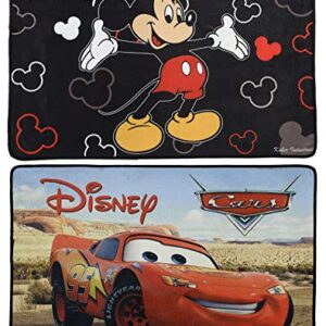 Fun Homes Disney Mickey Mouse Cars 2 Pieces Anti-Slip Bath Mat 23"x15" (Black & Brown), Standard (Fun0742)