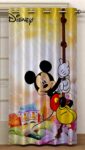 Fun Homes Disney Mickey Print 2 Pieces Polyester Special Blackout Long Crush Eyelet Door Curtain 7 Feet (Sky Blue…