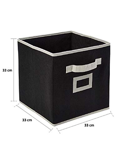 Fun Homes Fun0337 Non Woven Fabric Foldable Extra Large Storage Cube Box with Handle for Toy, Books, Shoes (Black…