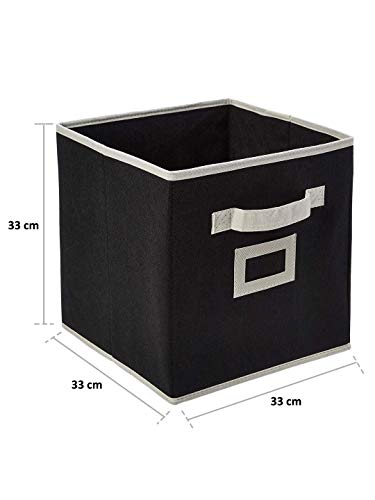 Fun Homes Non Woven Fabric Foldable Large Size Storage Cube Toy, Books, Shoes Storage Box with Handle (Black, Extra…