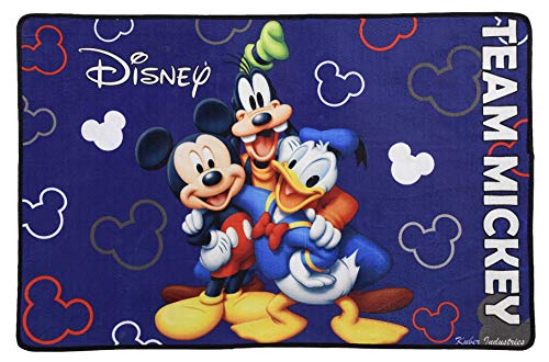 Fun Homes PVC Disney Cars Mickey Mouse 2 Pieces Anti-Slip Bath Mat (23"x15", Brown & Royal Blue)