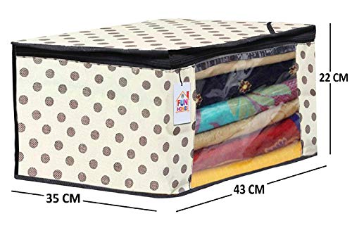 Fun Homes Polka Dots Printed 9 Pieces Non Woven Fabric Saree Cover/Clothes Organiser for Wardrobe Set with Transparent…