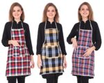 GLUN® Cotton Kitchen Multi Colour Apron with Front Pocket - Set of 3(Color and Design May Vary)