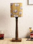 Green Girgit Floral Wooden Lamp (Multicolor)