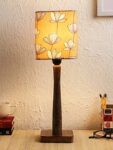 Green Girgit Floral Wooden Lamp (Multicolor)