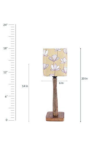 Green Girgit Floral Wooden Lamp (Multicolor)