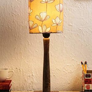 Green Girgit Floral Wooden Lamp (Multicolor)