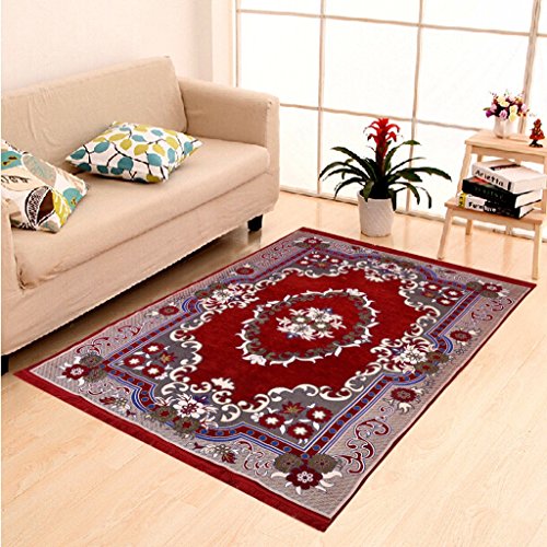 HOME ELITE Maroon Ethnic Design Velvet Touch Carpet ( 140x 180 cm) , RG-CRT-264