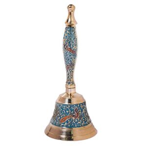 Hashcart Beautiful Puja Hand-held Ghanti - Brass Puja Bell for Mandir - Colourful Jingle Bell for Christmas/ Hindu…