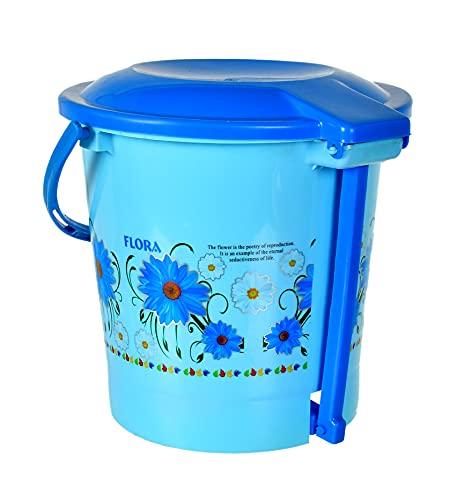 Heart Home Flower Printed Plastic Pedal Dustbin With Lid & Handle For Home/Kitchen/Office, 5 Ltr (Blue…