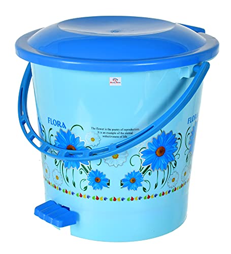 Heart Home Flower Printed Plastic Pedal Dustbin With Lid & Handle For Home/Kitchen/Office, 5 Ltr (Blue…
