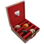 Heart Home Lining Design Wooden 1 Piece Four Rod Bangle Storage Box with Lock System (Maroon) - HEART6700