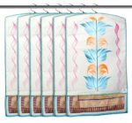Heart Home Non Woven Hanging Saree Cover With 1 Zipper Compartment on Back Side- Pack of 6 (Sky Blue)