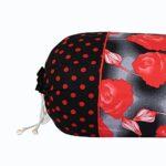 Heart Home Set of 2 Flower Design Soft & Smooth Cotton Bolster Cover 16 x 30 inch (Black)
