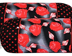 Heart Home Set of 2 Flower Design Soft & Smooth Cotton Bolster Cover 16 x 30 inch (Black)