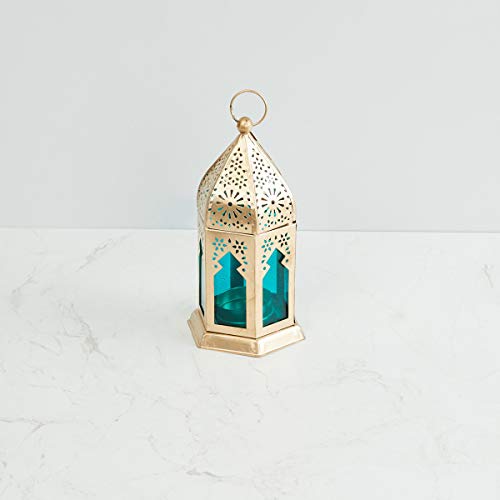 Home Centre Moksha Hanging Lantern - Blue, Glass