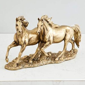 Home Centre Polyresin Jaguar Running Horse Pair Figurine, Standard, Gold, 1 Piece